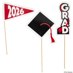 Red Graduation Party Class of 2026 Centrepiece Sticks-24Pk